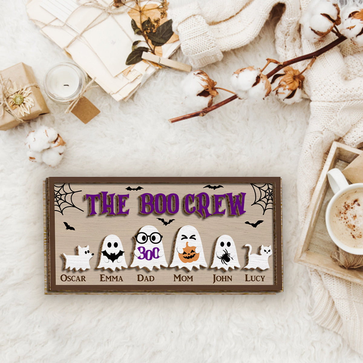 The Boo Crew - Personalized Family 2 Layered Wood Sign / Wood Plaque