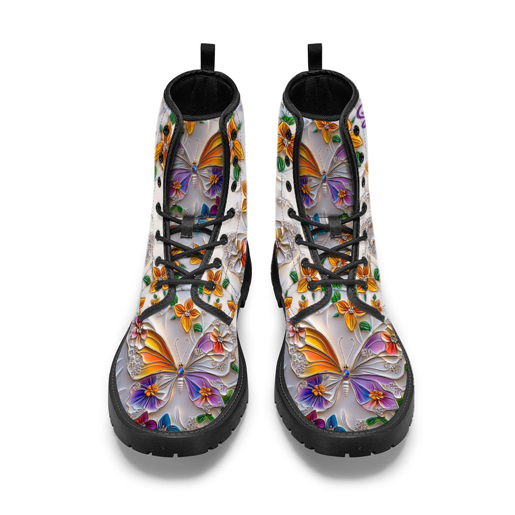 Walk With Faith - Personalized Butterfly Leather Boots Test