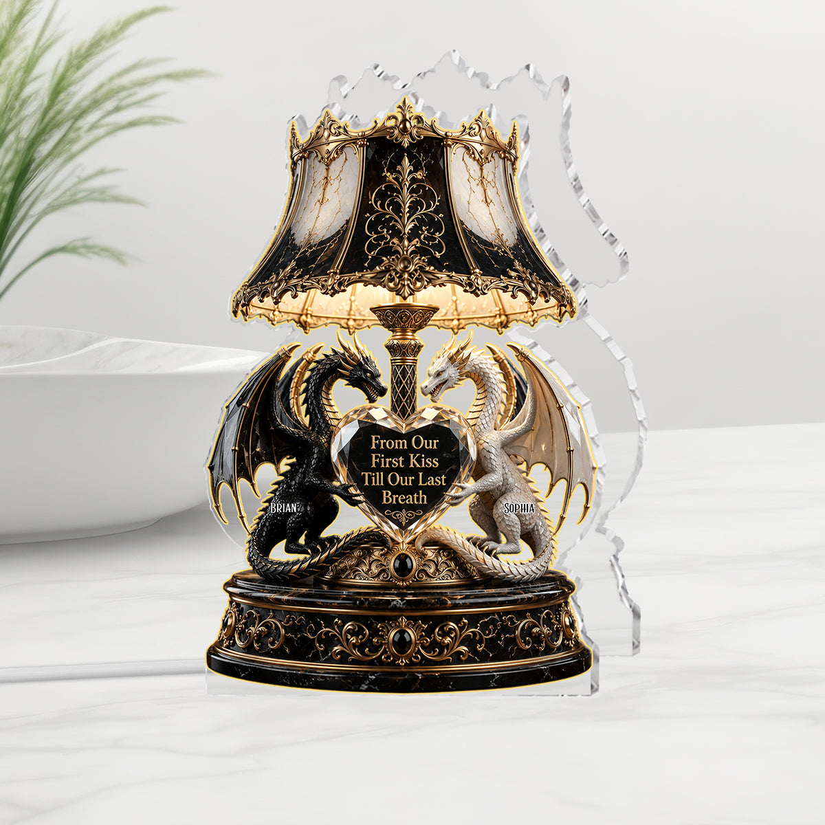 From Our First Kiss Till Our Last Breath - Personalized Dragon Acrylic LED Night Light