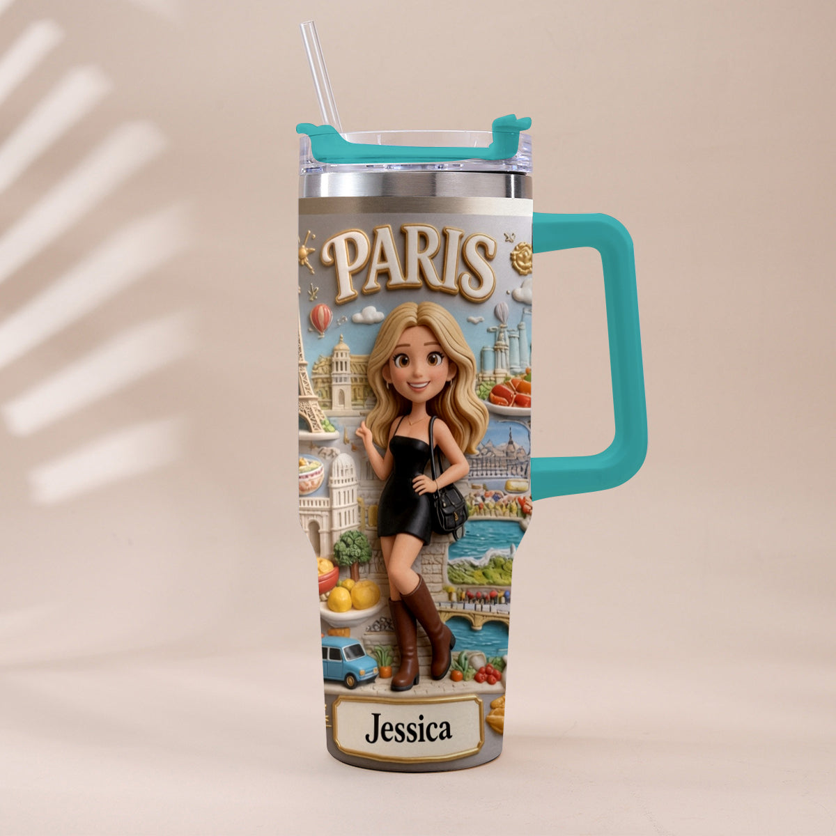 Just A Girl Who Loves Travelling - Personalized Travelling Tumbler With Handle