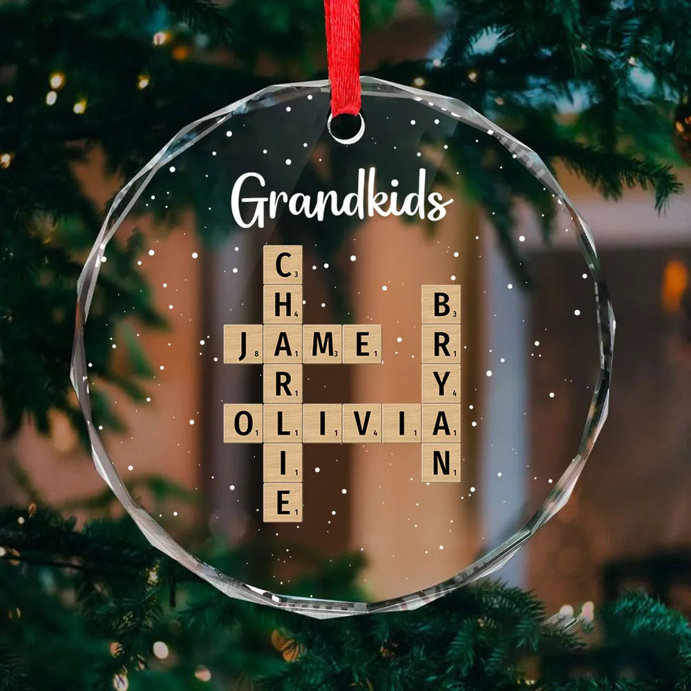Personalized Grandkids Pillow - Custom Name Cross Plaque - Perfect Gift for Grandparents, Holiday Decor Keepsake
