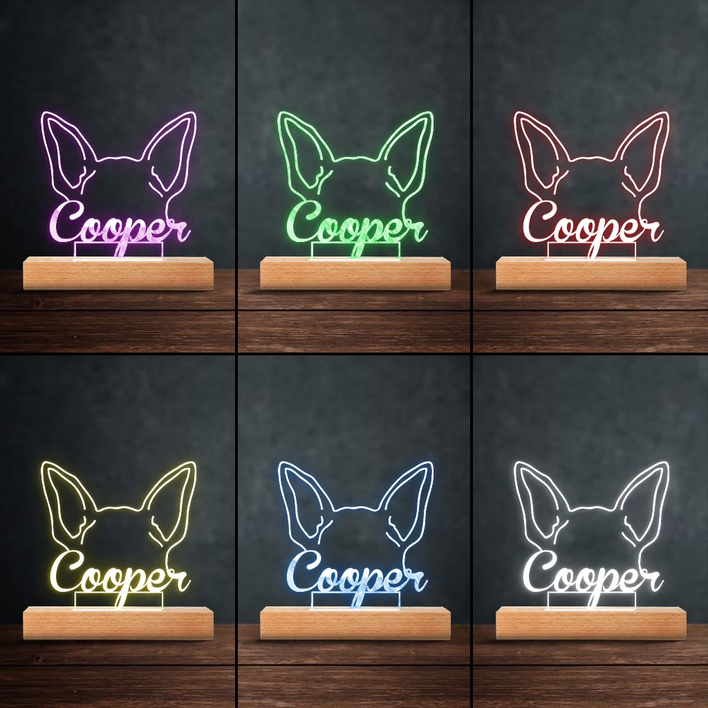Dog's Ears Memorial Cute Personalized Gift - Gift for dog lovers, who lost dog - Personalized Shaped Plaque Light Base