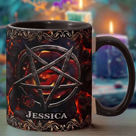 Volcanic Pentacle - Personalized Witch Accent Mug