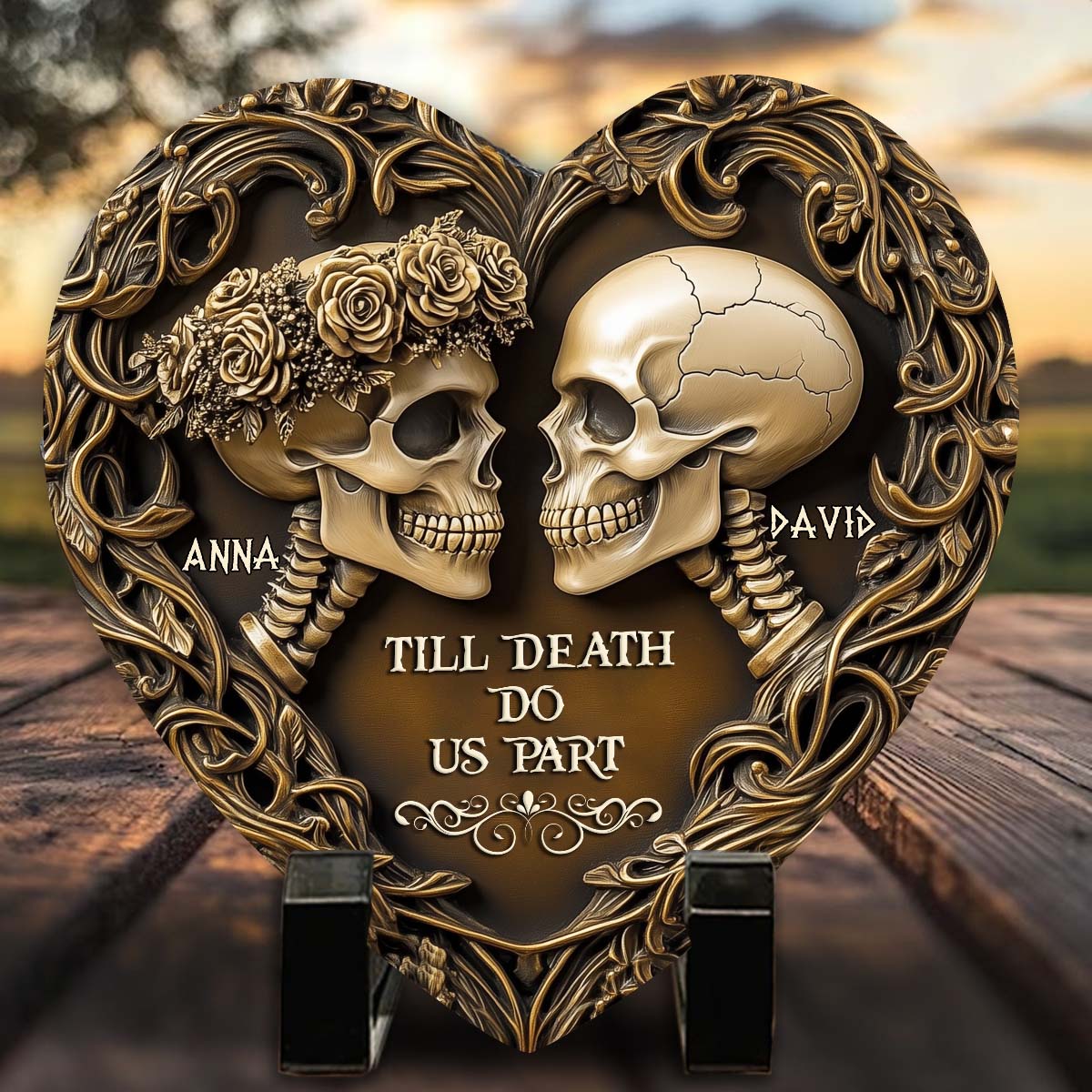 Til Death Do Us Part - Personalized Couple Heart Shaped Stone