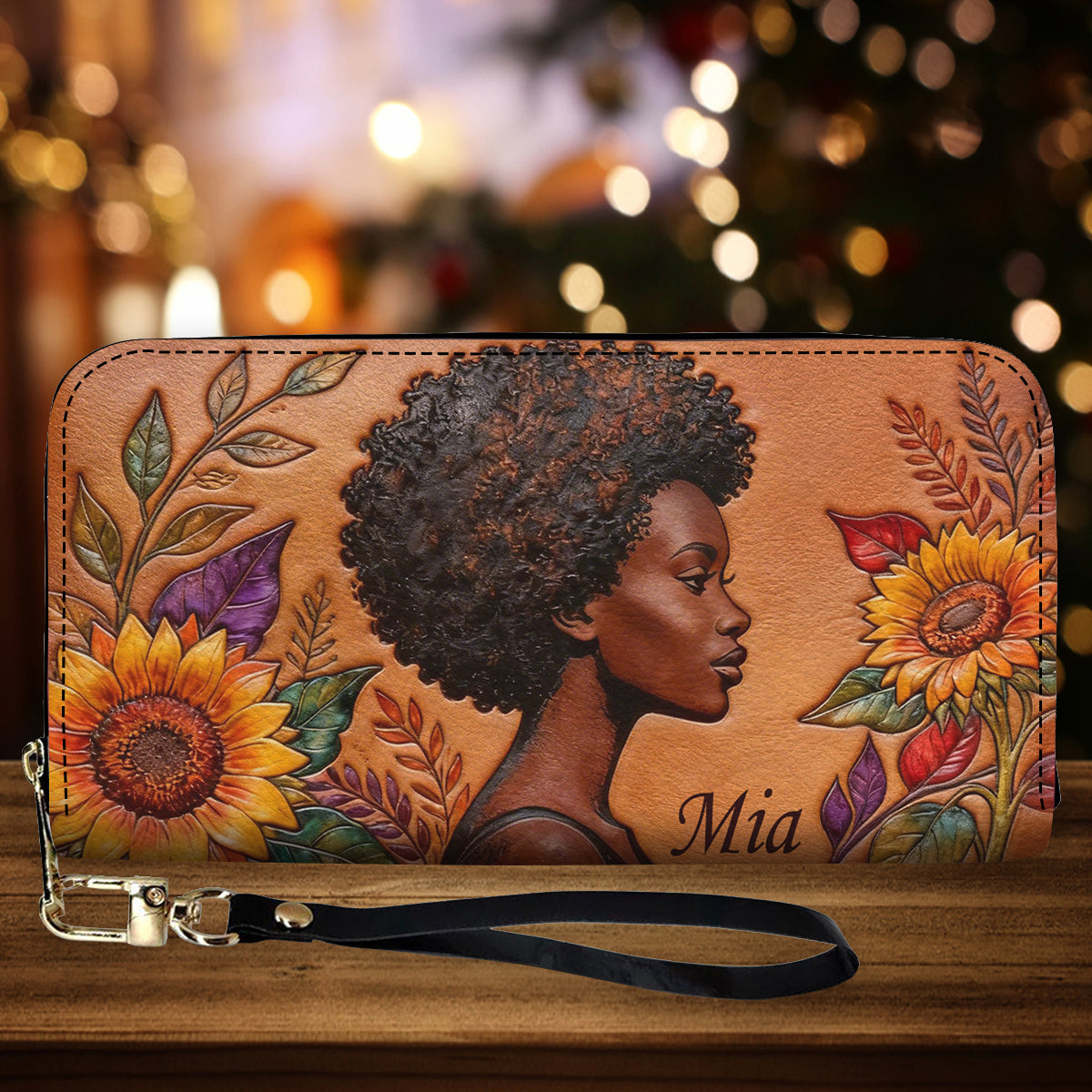 Black Queen - Personalized African American Leather Long Wallet