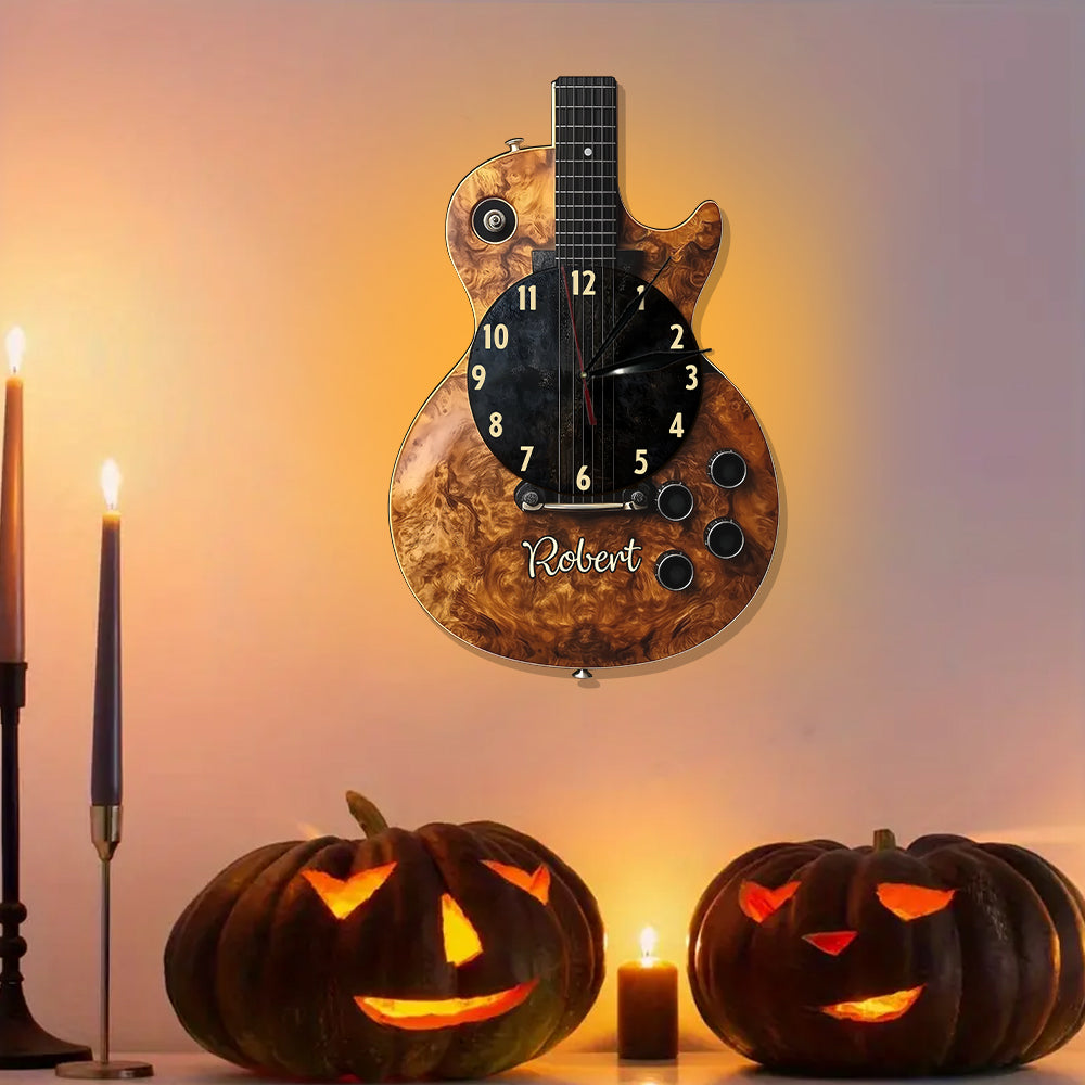 Time For Music - Personalized Guitar LED Light Wall Clock