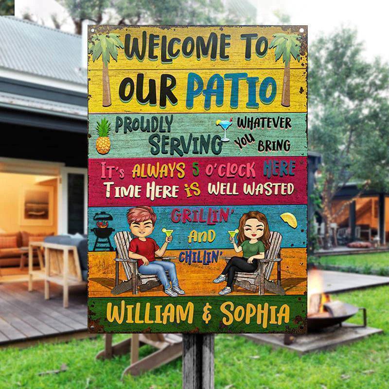 Patio Welcome Grilling Proudly Serving Whatever You Bring - Backyard Sign - Personalized Custom Classic Metal Signs(include nails)