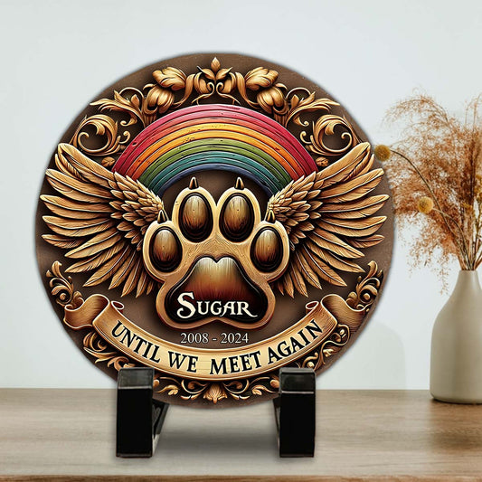 Until We Meet Again - Personalized Dog Round Shaped Stone