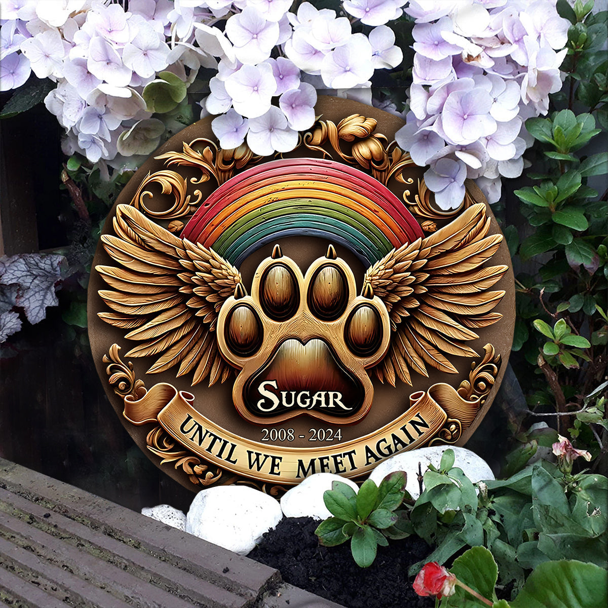 Until We Meet Again - Personalized Dog Round Shaped Stone