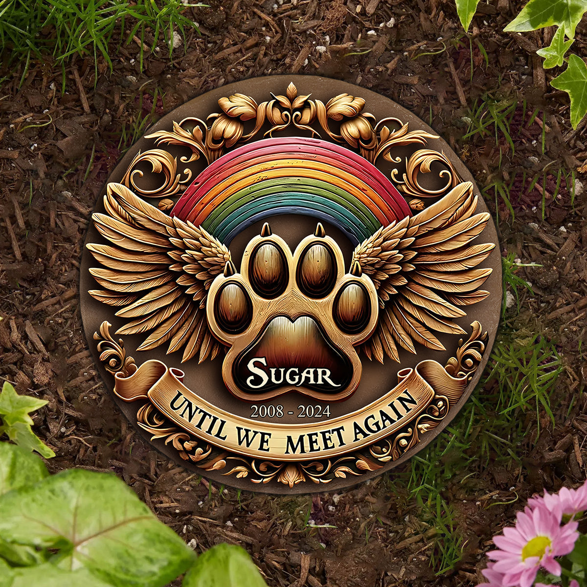Until We Meet Again - Personalized Dog Round Shaped Stone