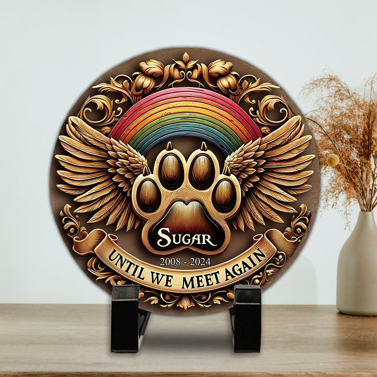 Until We Meet Again - Personalized Dog Round Shaped Stone