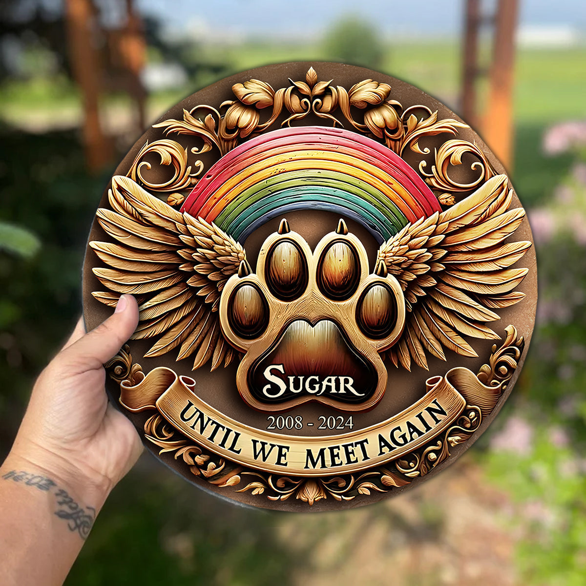 Until We Meet Again - Personalized Dog Round Shaped Stone