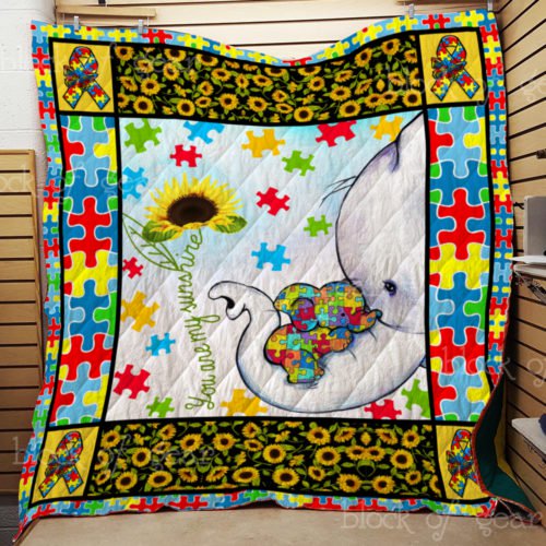 Autism You Are My Sunshine Great Customized Blanket Gifts For Birthday Christmas Thanksgiving - Autism Awareness Quilt 0921