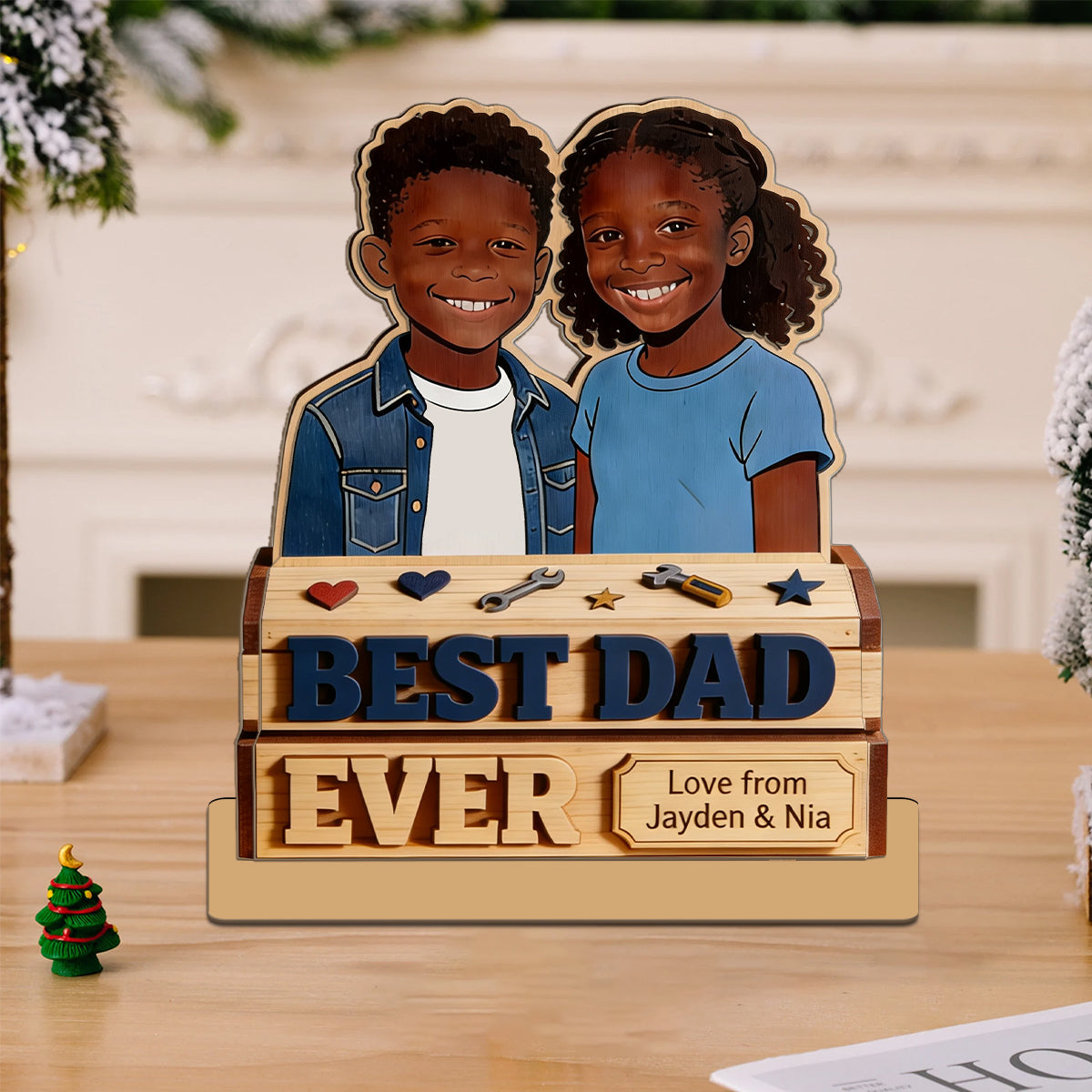 Father's Day Gift For Dad, Grandpa - Personalized Father 2 Layered Big Freestanding