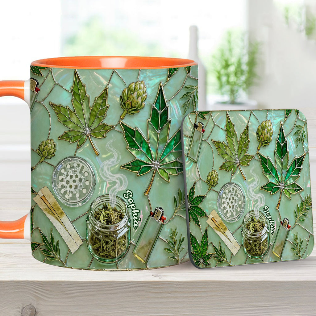 Green Magic Leaf - Personalized Weed Accent Mug & Coaster
