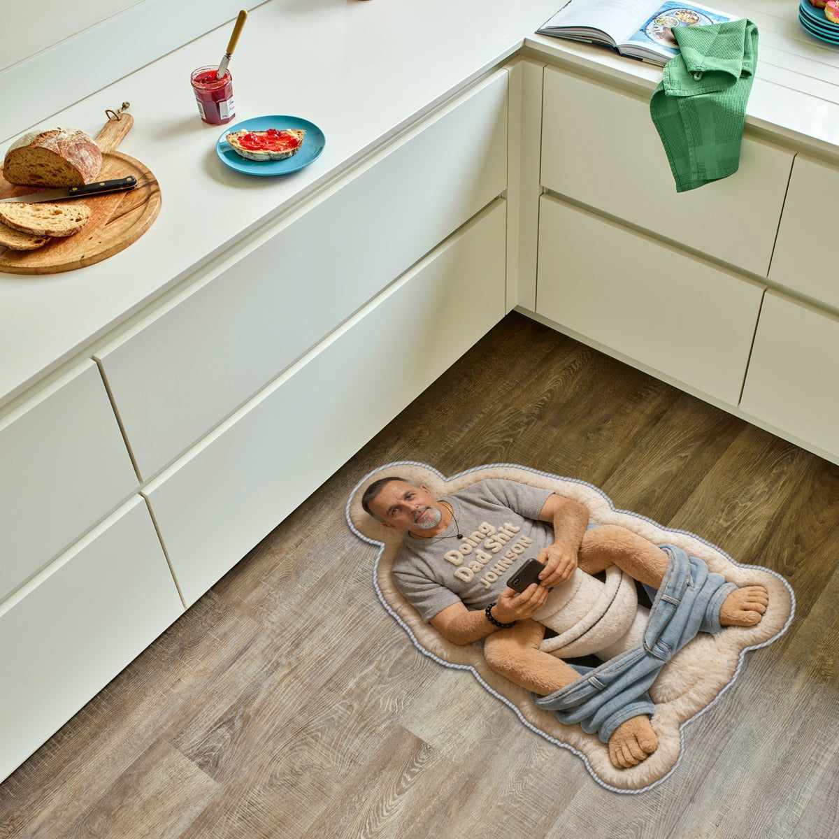 Custom Any Photo Doing Dad Shit - Personalized Father Non-Slip Tufted Rug