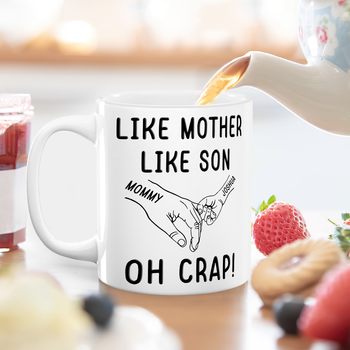 Like Mother Like Children – Customizable Cartoon Cup with Hand Gesture Design – Best Mother's Day Gift
