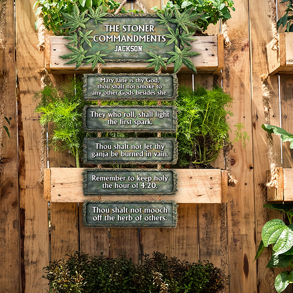 The Stoner Commandments - Personalized Weed Pallet Wood Sign