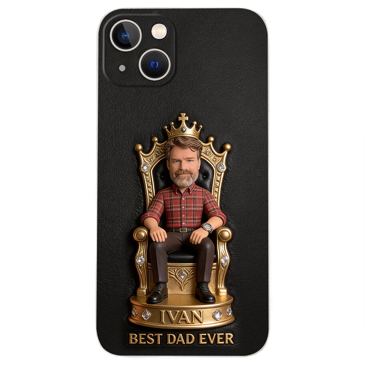 The King Dad - Personalized Father 3D Embossed Leather Phone Case