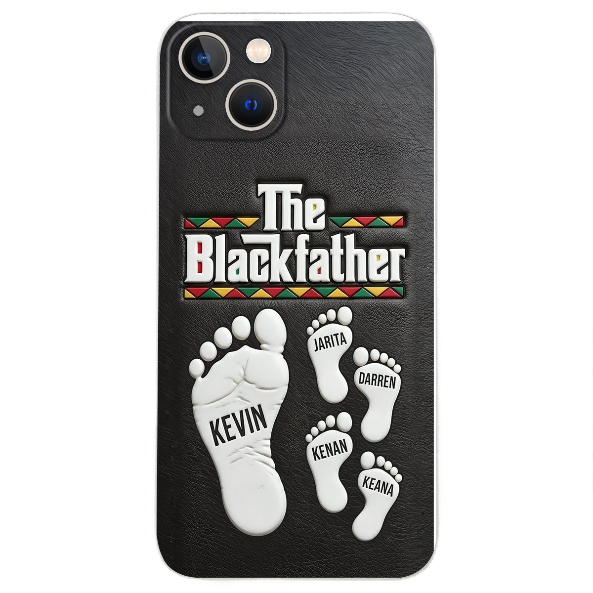 The Blackfather - Personalized Father 3D Embossed Leather Phone Case