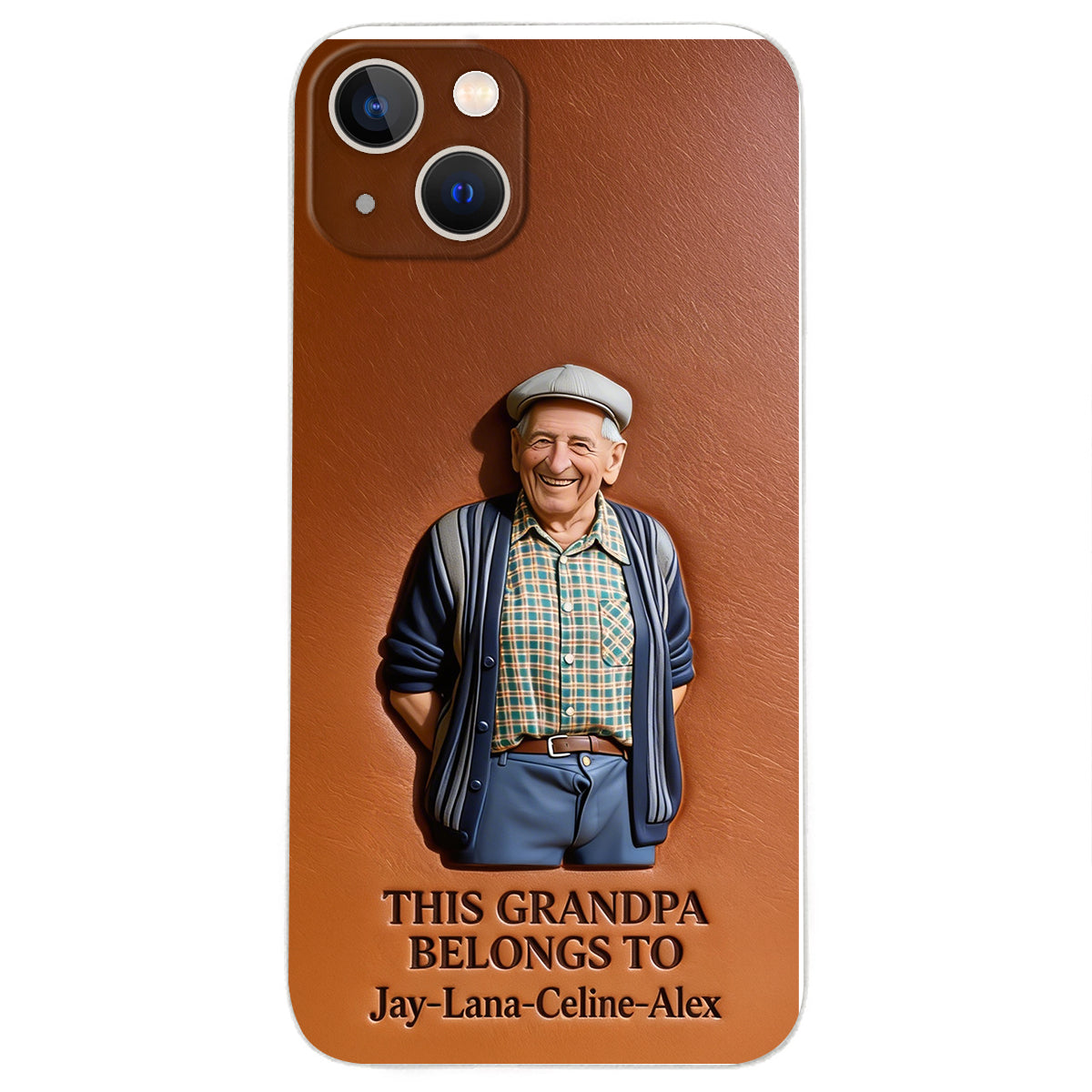 Together Always Case - Personalized Grandpa 3D Embossed Leather Phone Case