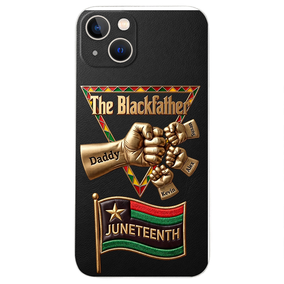 The Blackfather - Personalized Father 3D Embossed Leather Phone Case