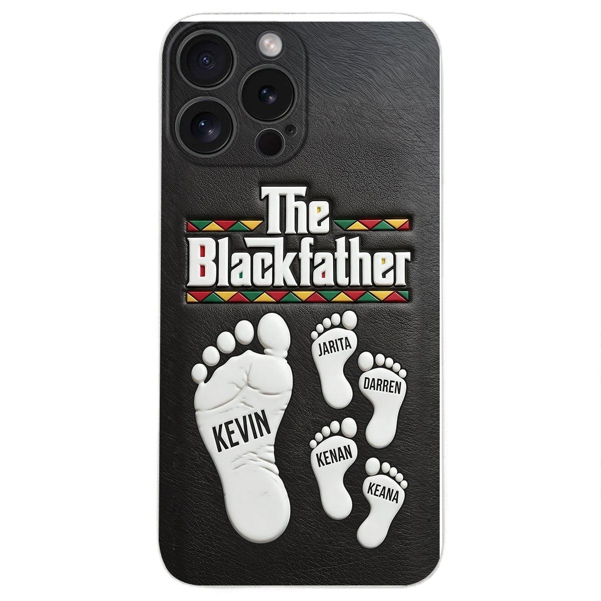 The Blackfather - Personalized Father 3D Embossed Leather Phone Case