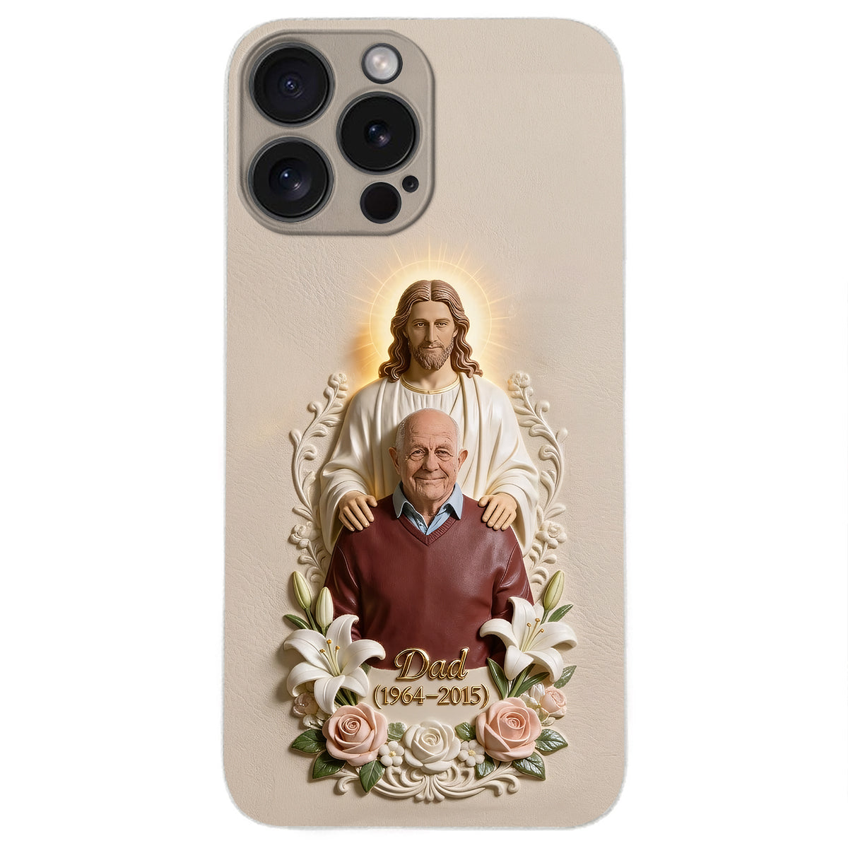 Memorial Gift Idea, Gift for Lost of Loved Ones - Personalized Memorial 3D Embossed Leather Phone Case