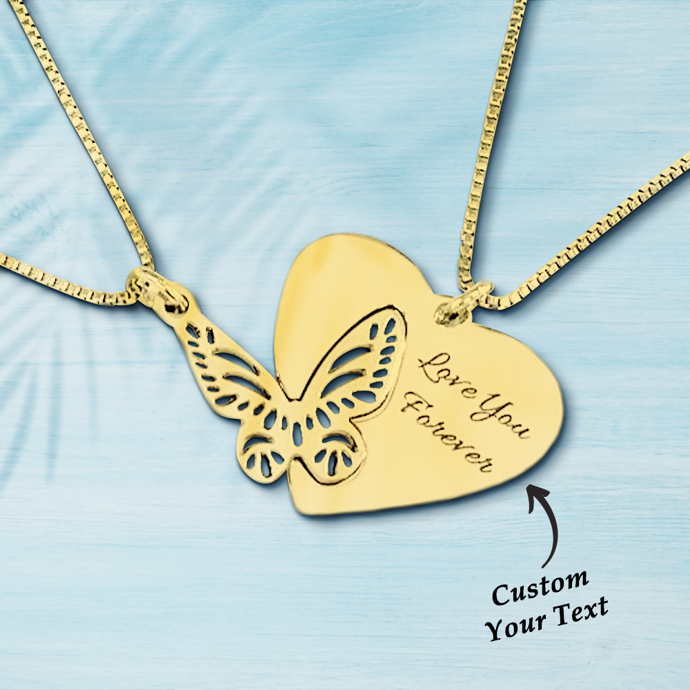 Butterfly Matching Couple - Personalized Couple Matching Necklace