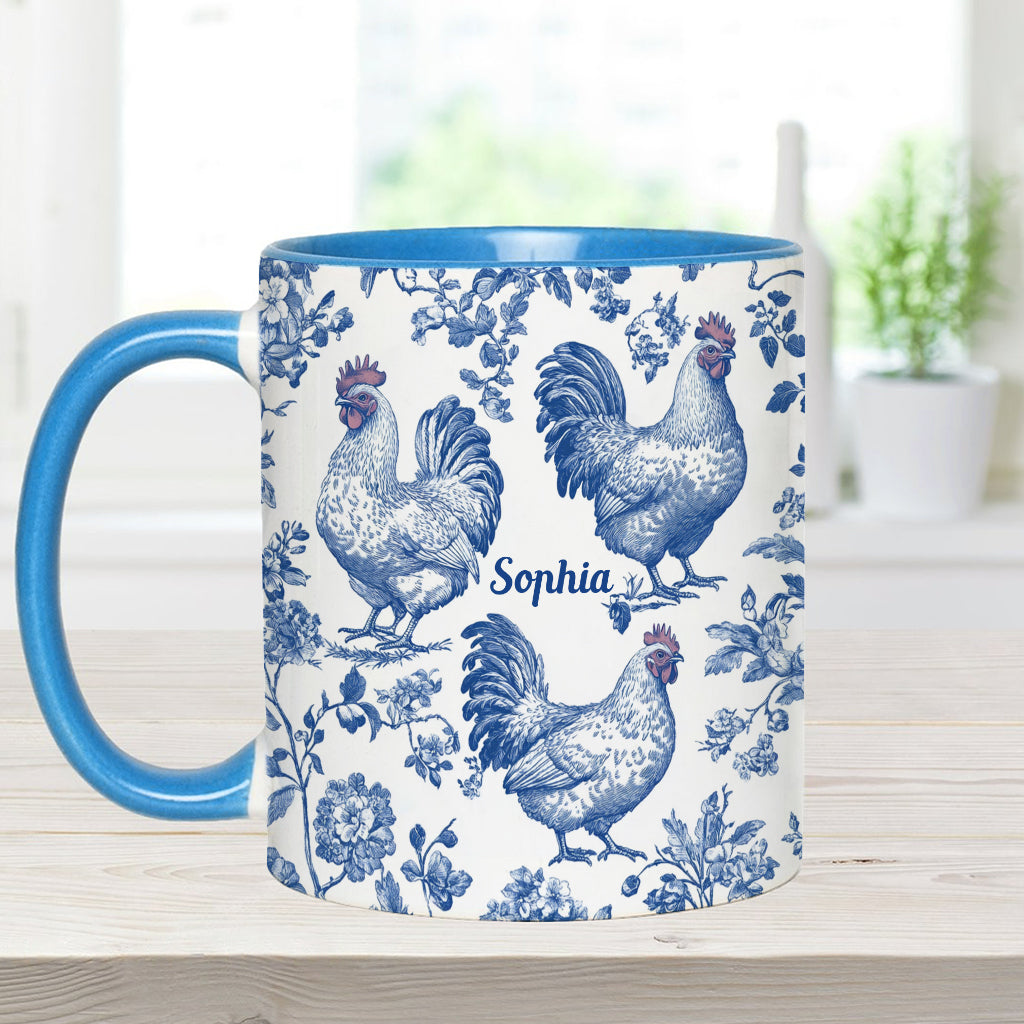 Chicken Toile de Jouy - Personalized Chicken Accent Mug