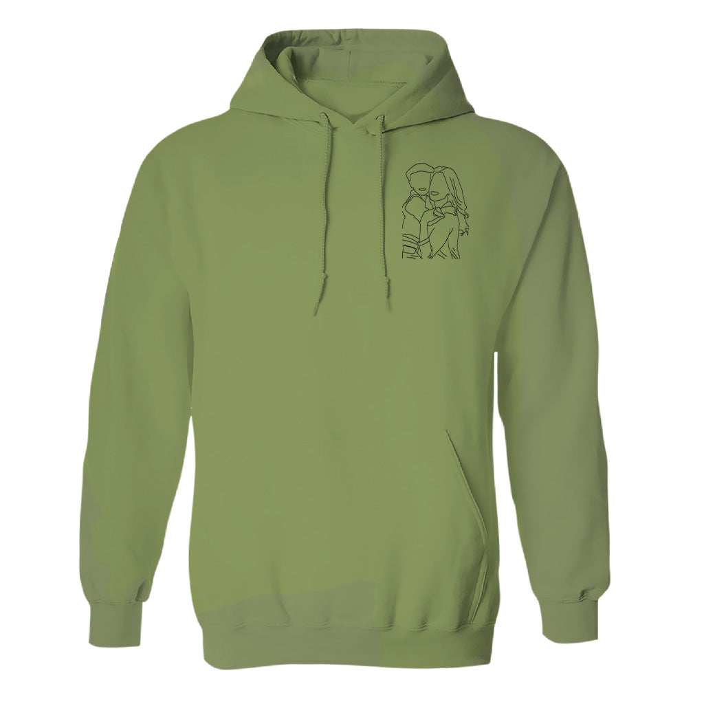 Custom Line Art - Personalized Aunt Embroidered Hoodie