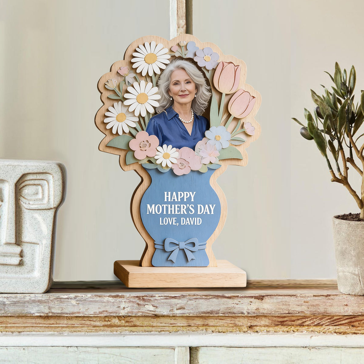 Happy Mother's Day - Personalized Mother Custom Shaped Wood Plaque