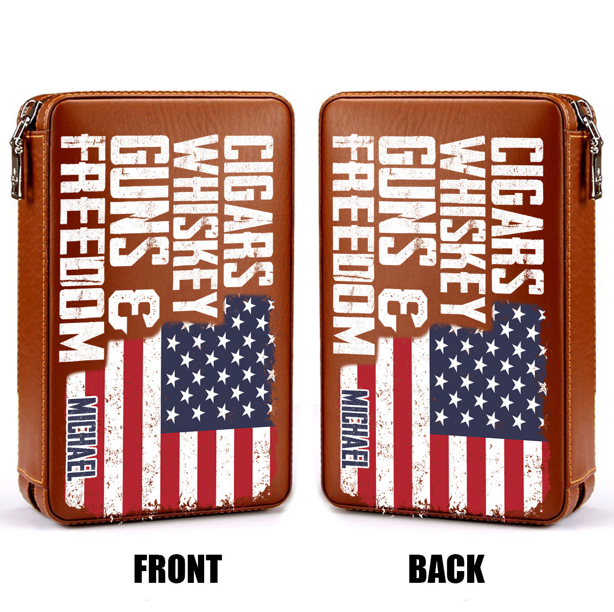 Cigars, Whiskey, G*ns & Freedom - Personalized Whisky Travel Cigar Humidor Case