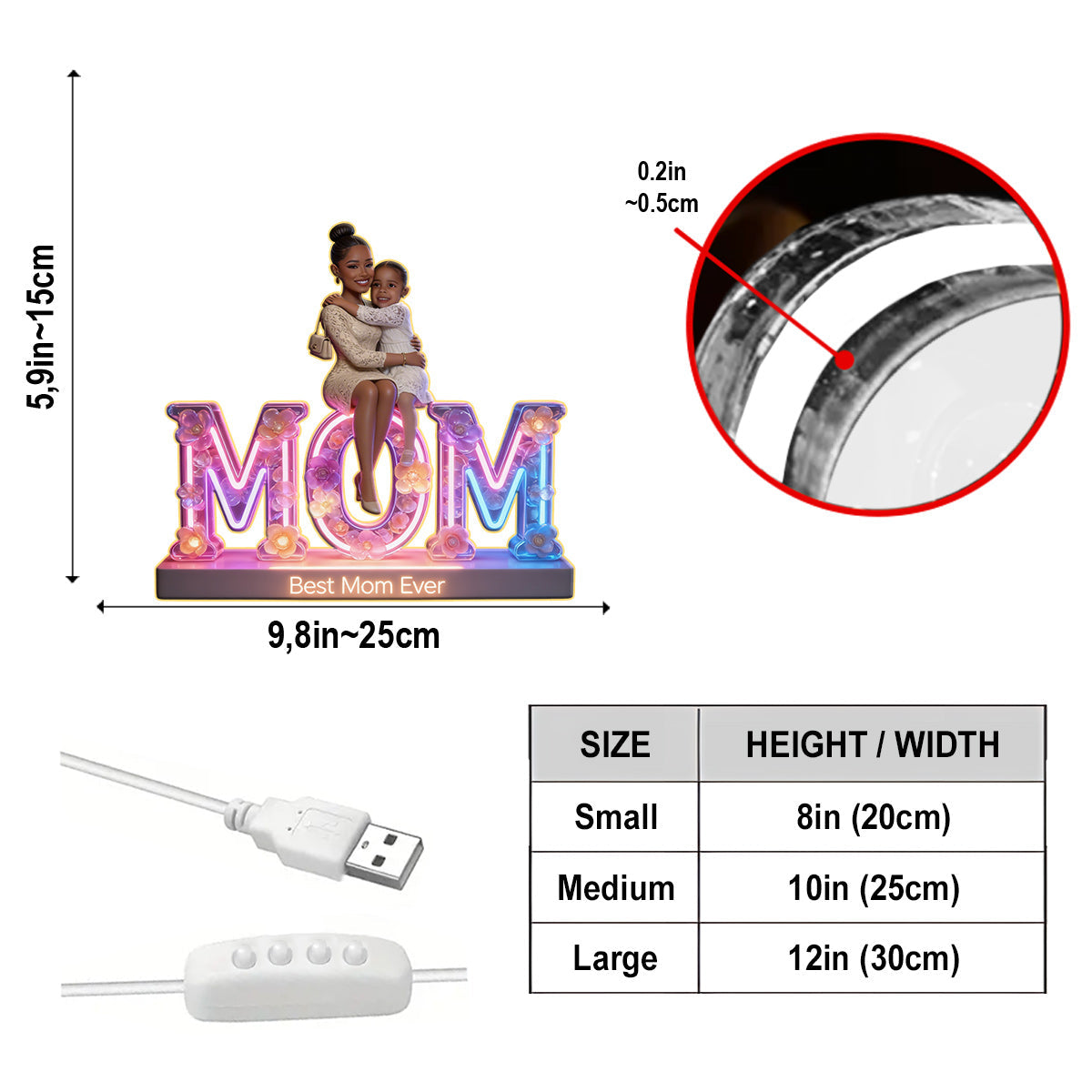 Custom Any Photo - Personalized Mother Acrylic LED Night Light