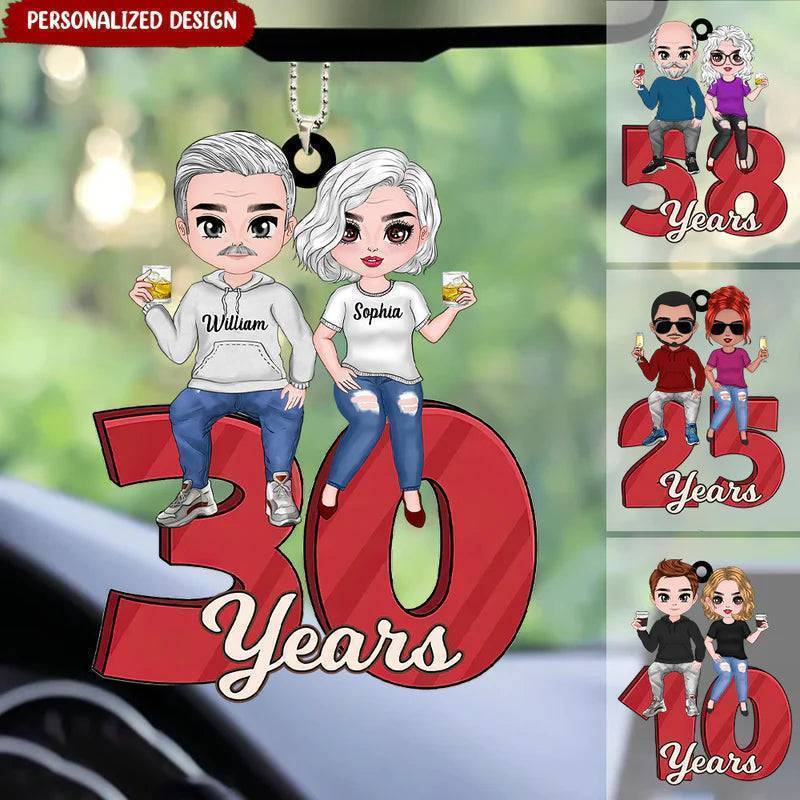 Gifts For Couple - Personalized Car Ornament For Anniversary