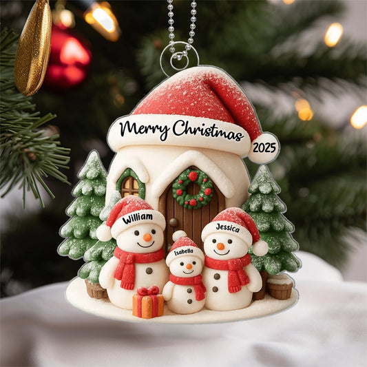 Festive Snowman Family Acrylic Ornament for Personalized Holiday Decoration, Warm Christmas Spirit, Ideal Gift for Loved Ones