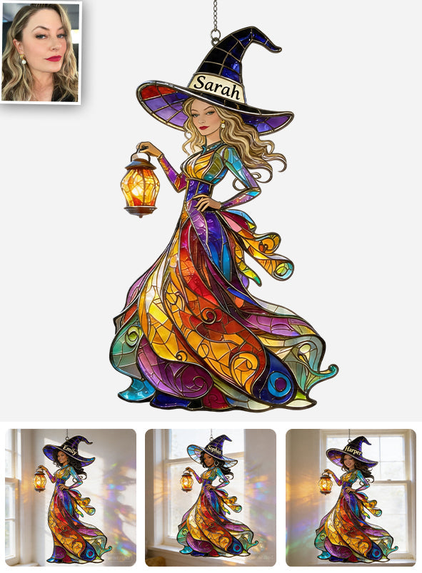 Custom Any Photo - Personalized Witch Window Hanging Suncatcher Ornament