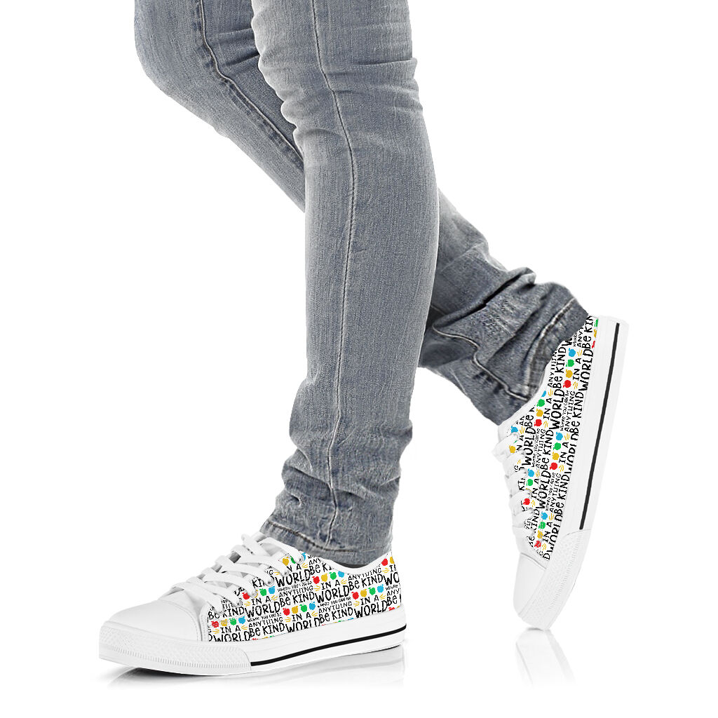 In A World Where You Can Be Anything Be Kind Teacher Low Top Shoes 0622