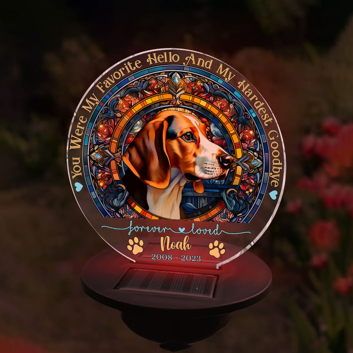You Were My Favorite Hello - Personalized Dog Garden Solar Light