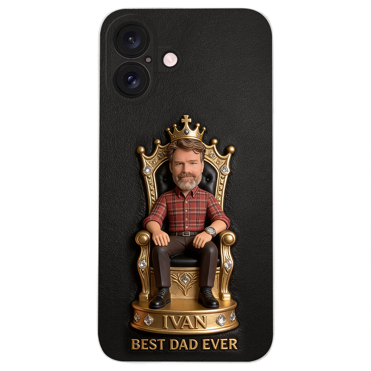 The King Dad - Personalized Father 3D Embossed Leather Phone Case