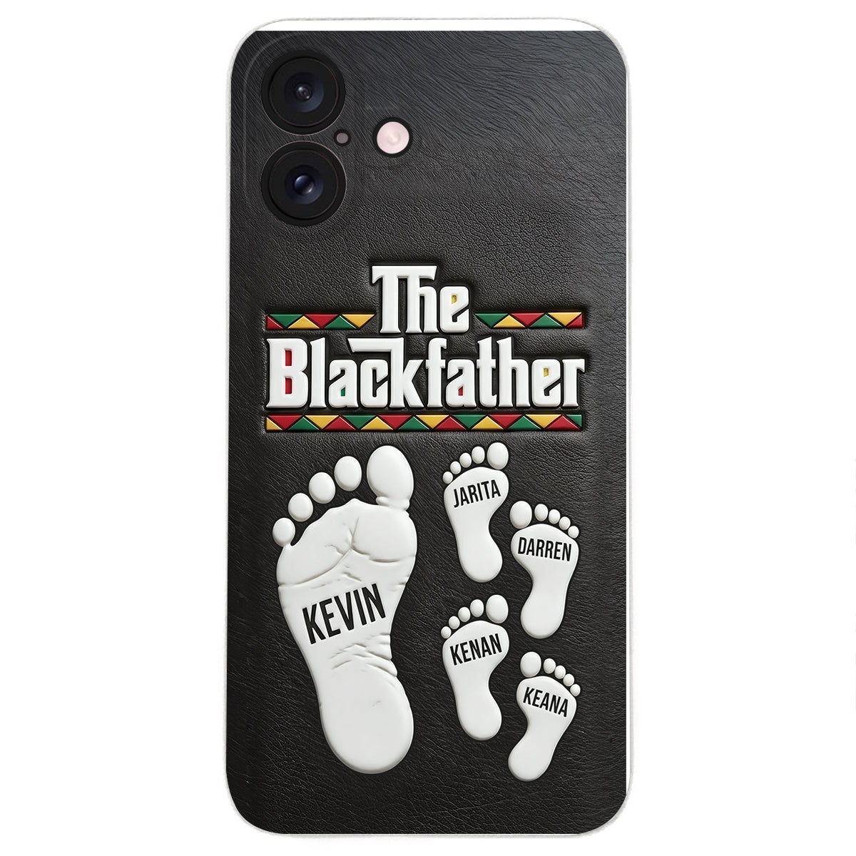 The Blackfather - Personalized Father 3D Embossed Leather Phone Case