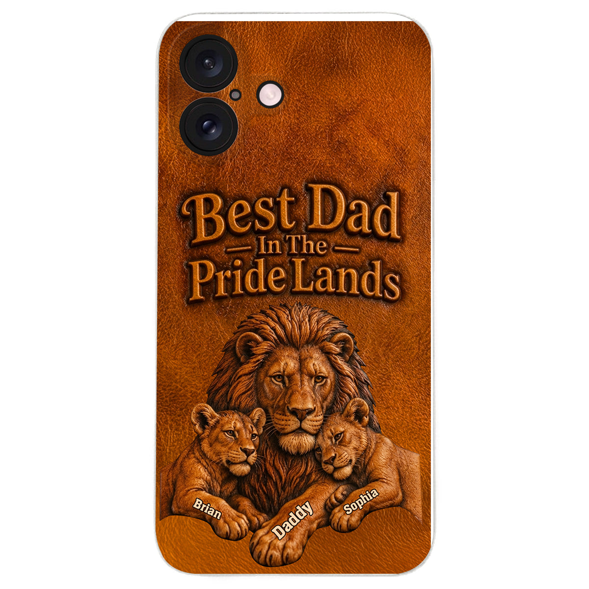 Papa Lion - Personalized Father 3D Embossed Leather Phone Case