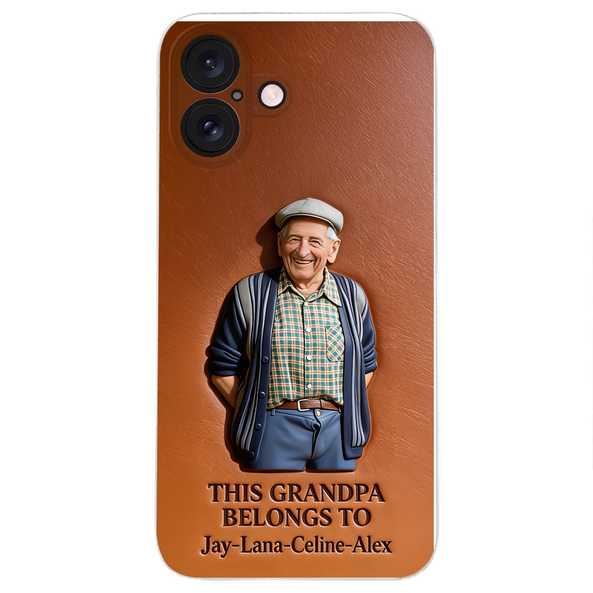 Together Always Case - Personalized Grandpa 3D Embossed Leather Phone Case