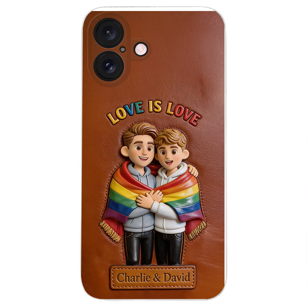 Love Is Love - Personalized LGBT Support 3D Embossed Leather Phone Case