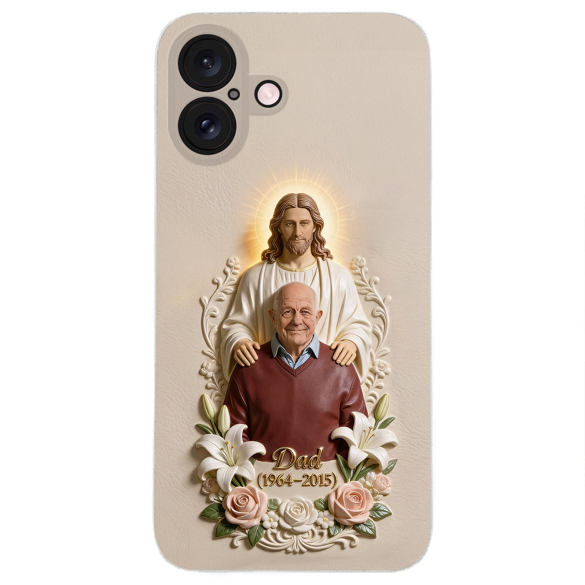 Memorial Gift Idea, Gift for Lost of Loved Ones - Personalized Memorial 3D Embossed Leather Phone Case