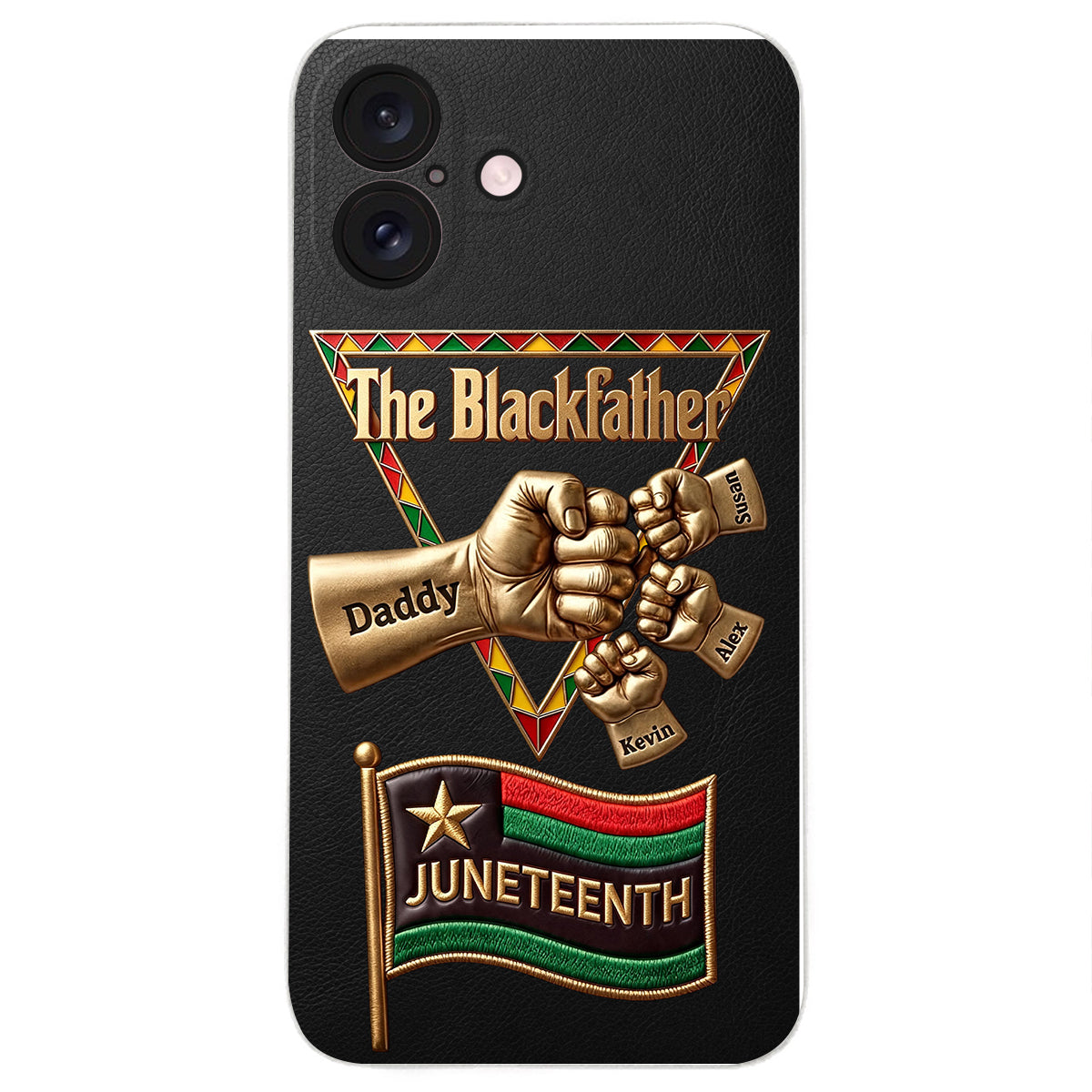 The Blackfather - Personalized Father 3D Embossed Leather Phone Case