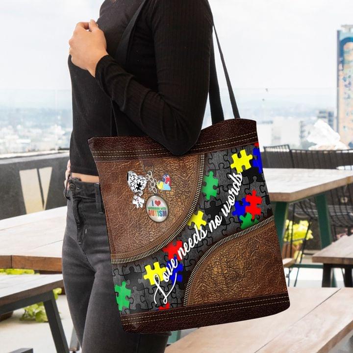 Love Need No Words I Love Someone With Autism - Autism AwarenessTote Bag 0921