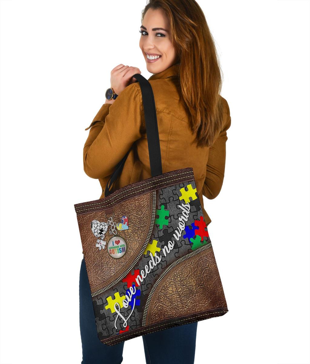Love Need No Words I Love Someone With Autism - Autism AwarenessTote Bag 0921