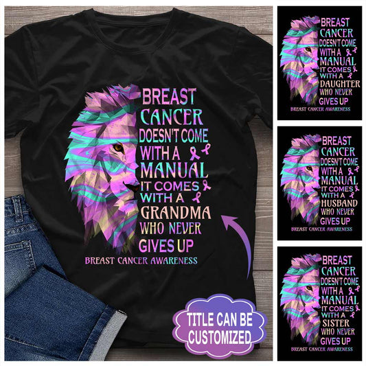 Never Give Up - Breast Cancer Awareness Personalized T-shirt And Hoodie