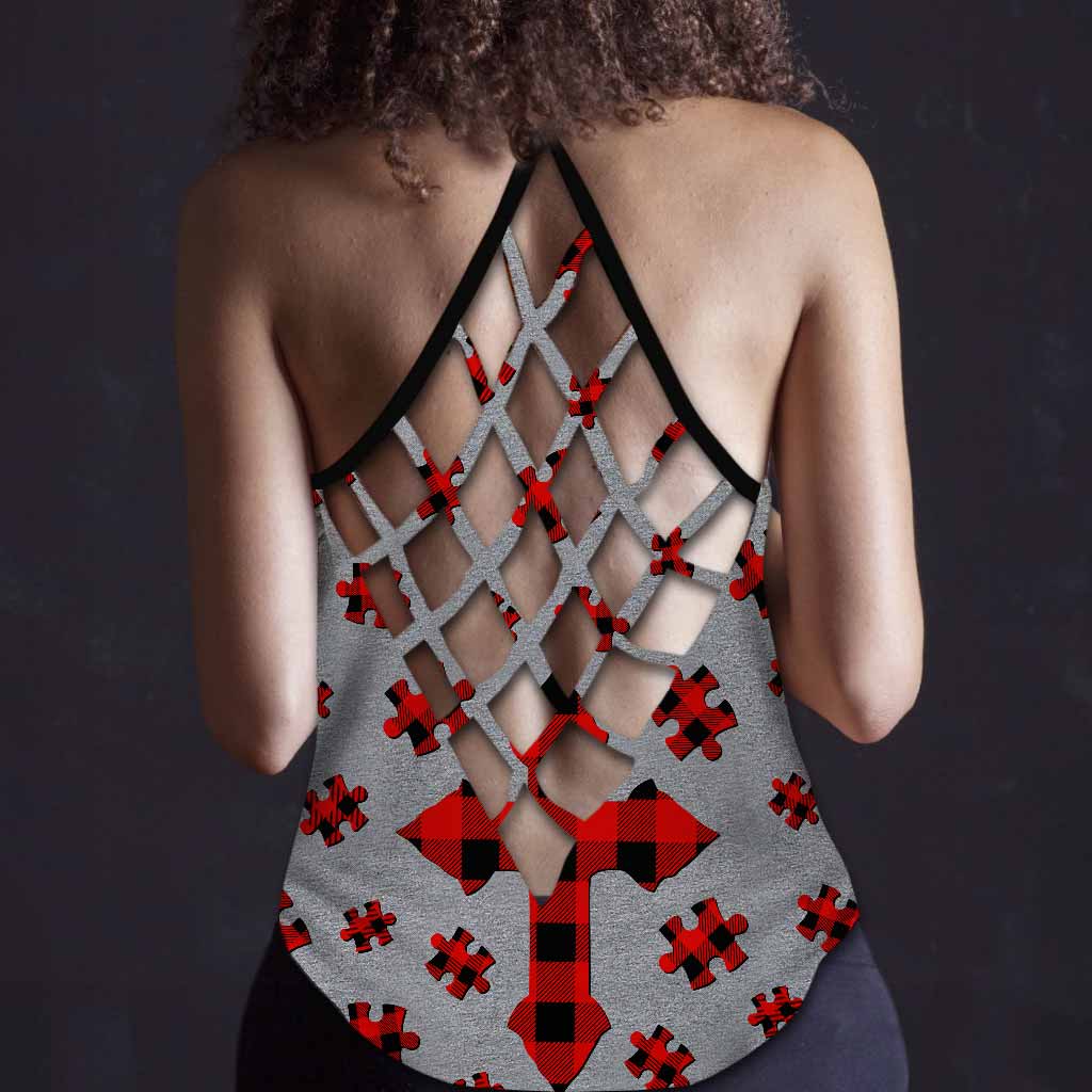 Never Underestimate - Autism Awareness Cross Tank Top